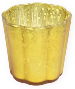 Žltý sklenený svietnik RAINBOW WAVY 8 cm