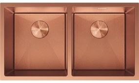 Mexen Binox, 2-komorový nerezový drez 800 x 450 mm, brúsená meď, vzor voština, 6421802000-65HC