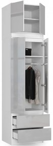 Skriňa s nadstavcom S 60 cm 2D 2SZ CLP biela / metalická, lesk