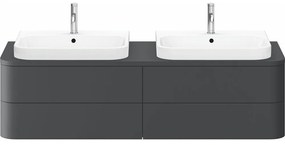 DURAVIT Happy D.2 Plus závesná skrinka pod dve umývadlá pod dosku, 4 zásuvky, 1600 x 550 x 408 mm, grafit super matná, HP4974B8080
