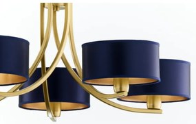 Jupiter 2094 - Závesný luster na reťazi ARTHUR 5xE27/15W/230V modrá/zlatá