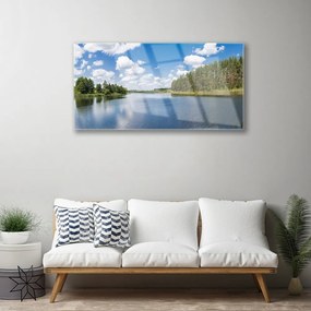 Skleneny obraz Jazero les príroda 125x50 cm