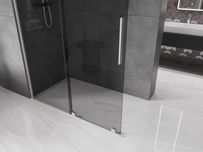 Mexen Velar, sprchová zástena s posuvnými dverami Walk-in 140 x 200 cm, 8mm šedé sklo, brúsená oceľ, 871-140-000-43-97