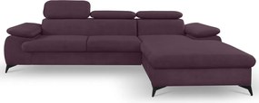 Rohová sedacia súprava Scala, hroznová ružovo-fialová látka, pravý roh