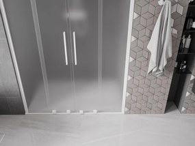 Mexen Velar Duo, posuvné sprchové dvere do otvoru 160 cm, 8mm sklo námraza, biela matná, 871-160-000-32-20