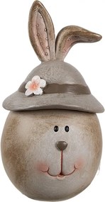Hnedá dekorácia králičia hlava s klobúkom - Ø 7*13 cm