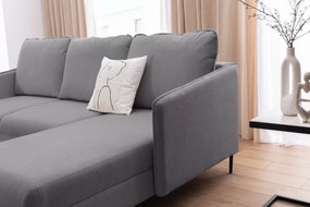 Rozkladacia rohová sedačka Taila Mini pravá - šedá pletenina Loft 19 / čierne nožičky