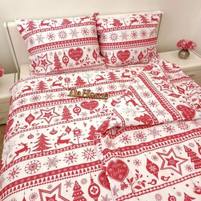Obliečky bavlnené Vianočné obliečky Christmas červené TiaHome - 1x Vankúš 90x70cm, 1x Paplón 140x200cm