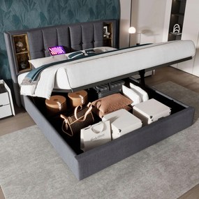 Čalúnená manželská posteľ Hydraulický Usb typ C 140x200 cm matrac