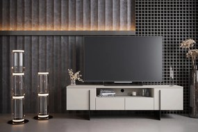 TV stolík Larena s otvorenou policou 200 cm - kašmírová / čierna