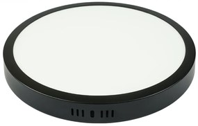 Kruhový LED panel pre povrchovú montáž - čierny - 24W - neutrálna biela