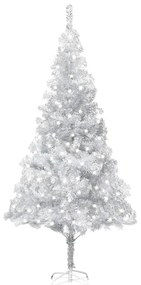 Umelý vianočný stromček s LED a podstavcom strieborný 240 cm 3077440