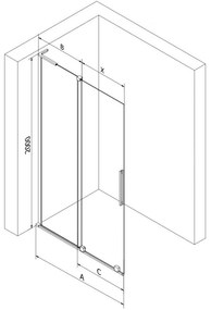 Mexen Velar L, posuvná sprchová zástena Walk-in 120 x 200 cm, 8mm šedé sklo, brúsený grafit, 871-120-003-43-95