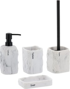 Sada kúpeľňových doplnkov Paola, biela/s čiernymi prvkami