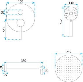 Rea Lungo Stripe, podomietková sprchová súprava + BOX, zlatá matná, REA-P9492