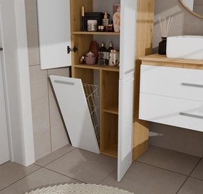 Koupelnová skříňka s košem na prádlo NEL 1K DD bílá/dub Artisan