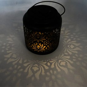 Čierny solárny lampáš SHADY BLOOM 13,5 cm