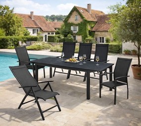 Doppler EXPERT ANTRACIT, 4 polohovacie a 2 stohovateľné kreslá, 4+2+1