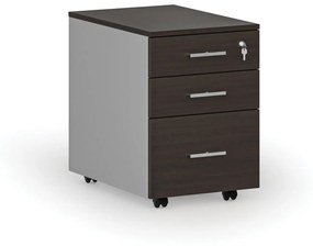 Kancelársky mobilný kontajner na závesné zložky PRIMO GRAY, 3 zásuvky, sivá/wenge