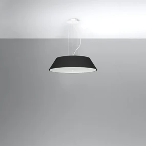 Závesné svietidlo Vega, 1x čierne textilné tienidlo, (biele sklo), (fi 60 cm)