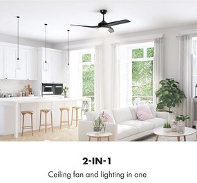 Klarstein Figo, stropný ventilátor, 52" (132 cm) Ø, výkon: 55 W, čierny