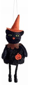 Závesná halloweenska dekorácia Čierna mačka 20 cm
