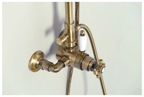 Mosadzná sprchová súprava v bronzovej farbe s termostatickou batériou s hlavovou sprchou a ručnou sprchou 142 cm Antea – Sapho