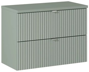 Závesná skrinka pod umývadlo Line Reed s doskou 80 cm zelená