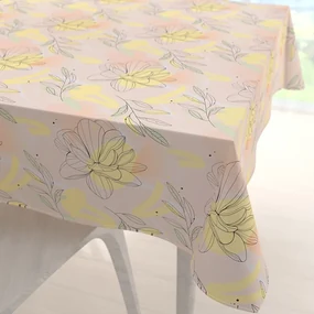 Biante Teflónový štvorcový obrus TF-069 Žlto-ružové kvety s lístkami 110x110 cm
