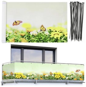 Žlto-zelená plastová balkónová zástena 500x85 cm Butterfly - Maximex