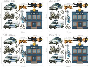 Polícia textilné preliepateľné nálepky na stenu hárok 46 x 31 cm