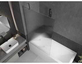 Mexen Next, 1-krídlová vaňová zástena 100 x 150 cm, 6mm sklo Ribs, brúsená grafitová, 895-100-000-00-09-66