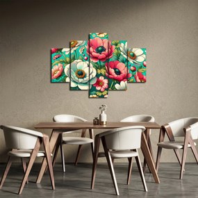 Obraz - Kvety na modrom pozadí (150x105 cm)