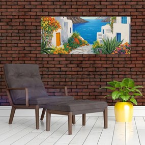 Obraz - Grécka ulička (120x50 cm)