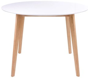Jedálenský stôl s okrúhlou bielou doskou loomi.design Vojens