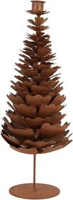 Hrdzavý rustikálny svietnik na úzku sviečku stromček Tree Rust - Ø 18*38 cm