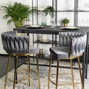 Barová židle Flores 60 cm šedá/zlatá