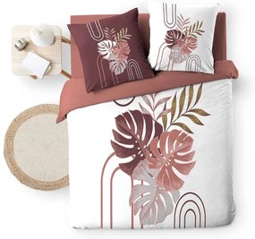 Biele/ružové bavlnené obliečky na dvojlôžko/predĺžené 240x220 cm Astria – douceur d'intérieur