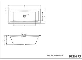 Vaňa Riho Still Square 180x80 cm s podhlavníkmi BR0100500K00132