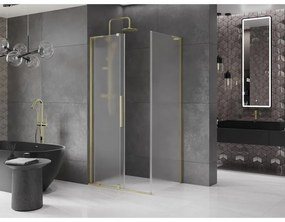 Mexen Velar L, sprchový kút s posuvnými dverami 110 x 80 cm, 8mm sklo námraza, zlatá matná, 871-110-080-33-55