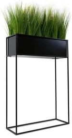 KOVOVÝ KVETINÁČ SO STOJANOM RECT 90X24X64 CM ČIERNA
