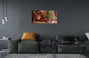 Sklenený obraz Krbové darčeky vianočné stromčeky 100x50 cm