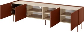 TV stolík Desin 220 cm - ceramic red / dub nagano