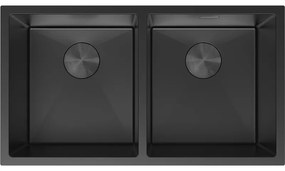 Mexen Binox, 2-komorový nerezový drez 800 x 450 mm, čierna, 6421802000-70