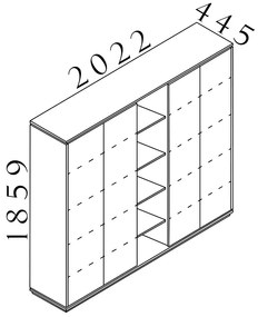 Vysoká skriňa Creator 202,2 x 44,5 x 185,9 cm, biela / antracit