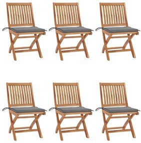 Skladacie záhradné stoličky s podložkami 6 ks tíkový masív 3072835