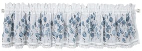 Biela záclona POLA s potlačou modrých kvetov 150x30 cm