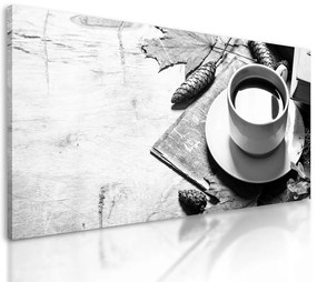 Obraz ranná káva v čiernobielom prevedení