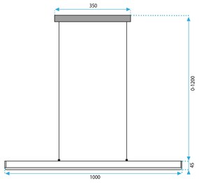 Toolight Toolight, LED stropné svietidlo 100cm, 15W, APP1448-CP, čierna matná, OSW-03900