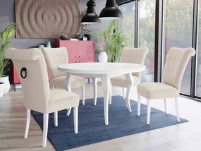 Stôl Julia FI 120 so 4 stoličkami ST65, Farby: biela, Farby: čierny, Farby:: biely lesk, Potah: Magic Velvet 2250